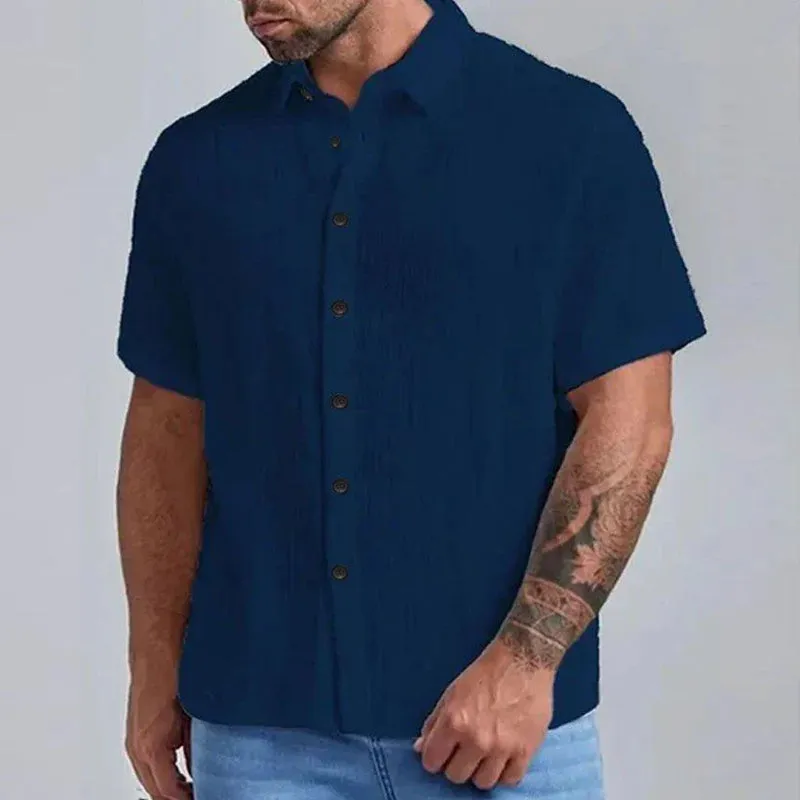 Men's Casual Solid Color Short Sleeve Shirt