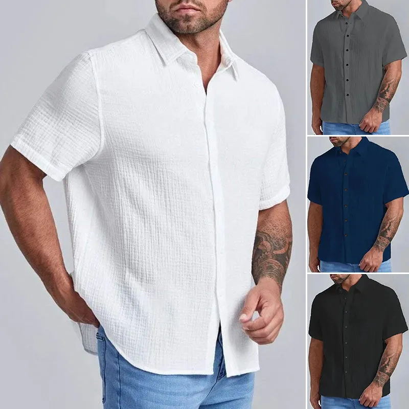 Men's Casual Solid Color Short Sleeve Shirt