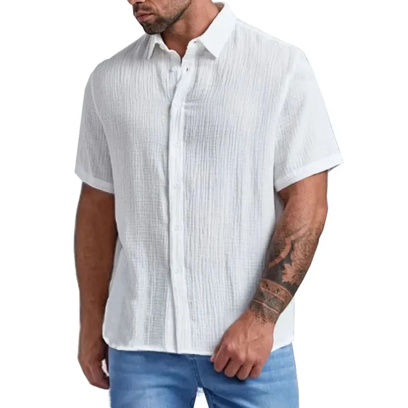 Men's Casual Solid Color Short Sleeve Shirt