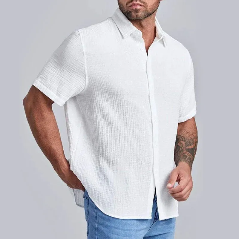Men's Casual Solid Color Short Sleeve Shirt