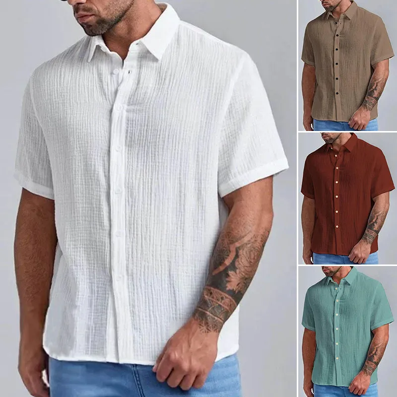 Men's Casual Solid Color Short Sleeve Shirt