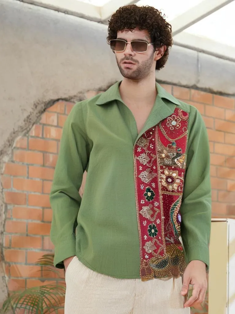 Men's Denim Shacket - Olive