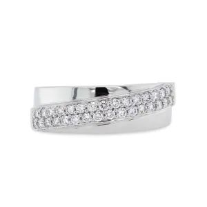 Men's Diagonal Row Diamond Band in White Gold