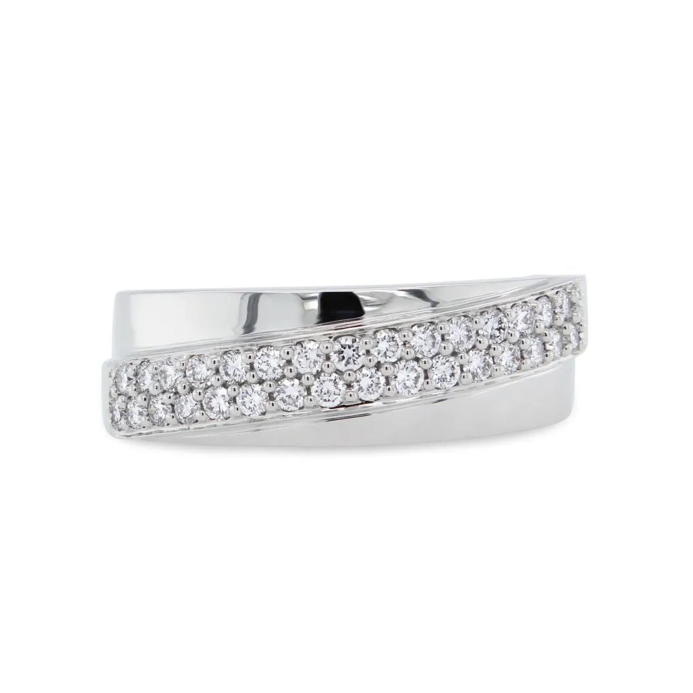 Men's Diagonal Row Diamond Band in White Gold