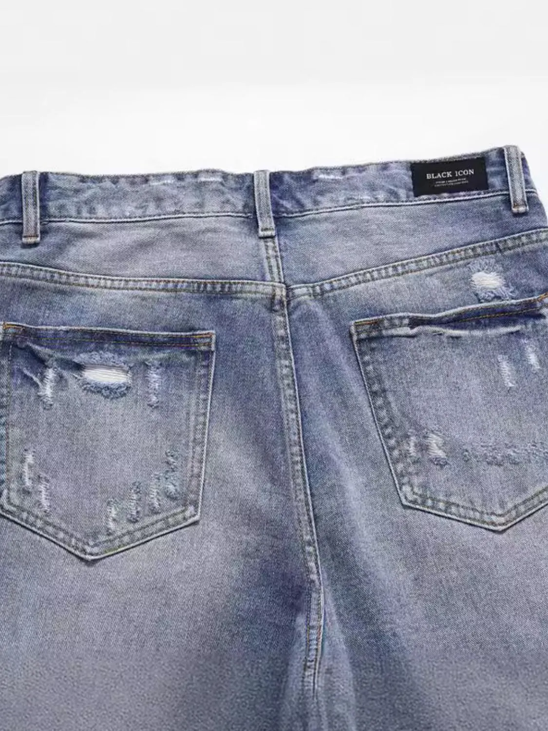 Men's Distressed Denim Bermuda Shorts