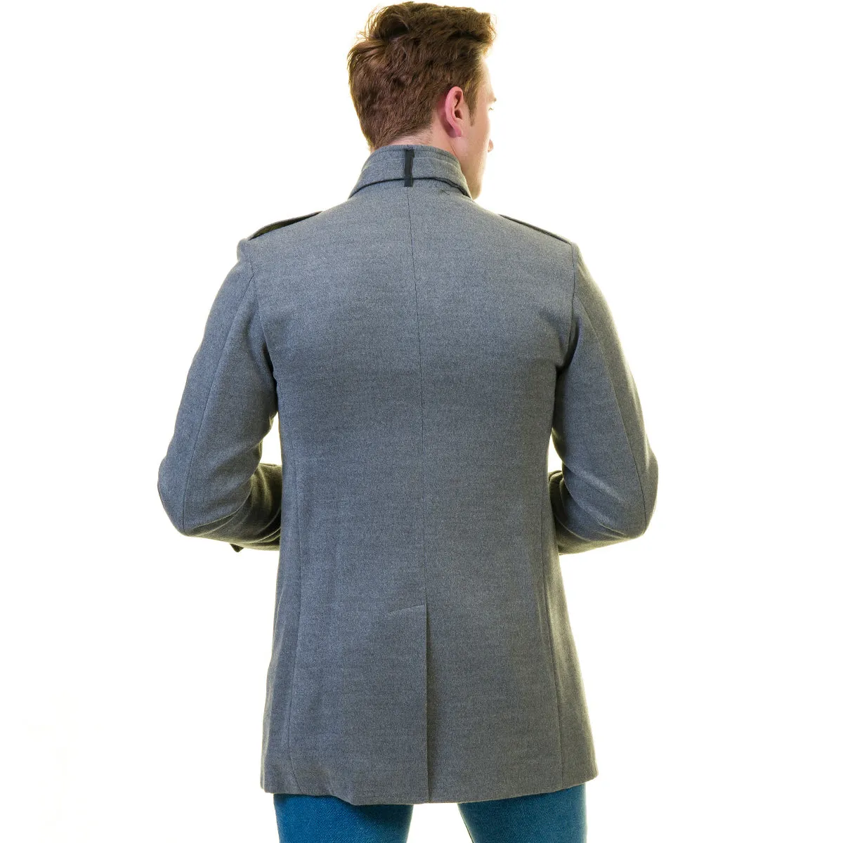 Men's European Grey Wool Coat Jacket Tailor fit Fine Luxury Quality Work and Casual