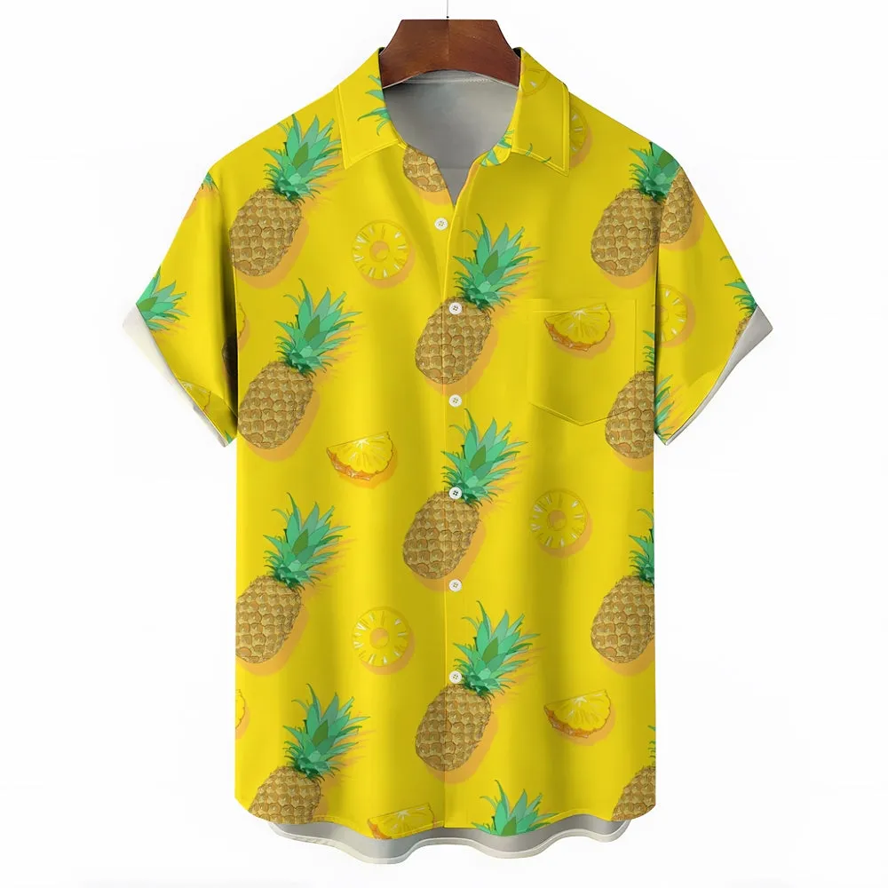Men's Hawaiian Pineapple Casual Short Sleeve Shirt 2410004904