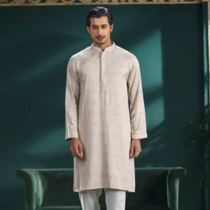 Mens Ivory Printed Panjabi