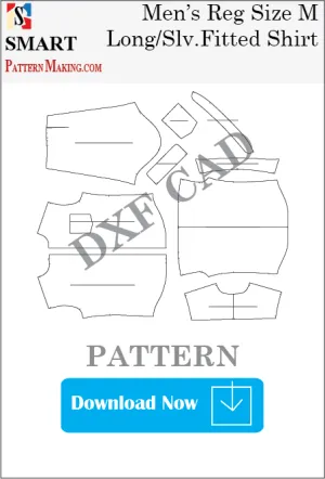 Men’s Long Sleeve Fitted Shirt Downloadable DXF/CAD Pattern
