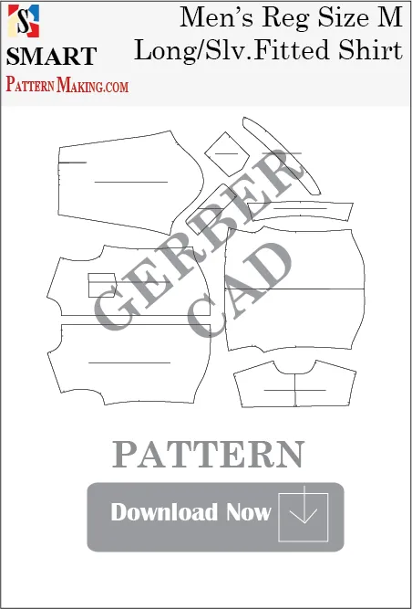 Men’s Long Sleeve Fitted Shirt Downloadable Gerber/CAD Pattern