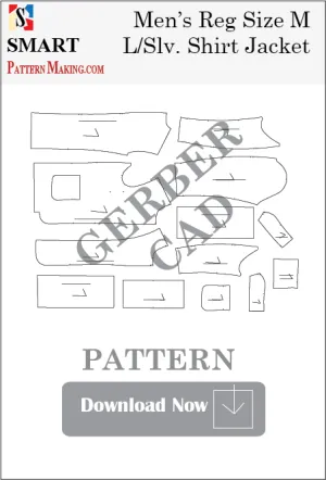 Men's Long Sleeve Shirt Jacket Downloadable Gerber/CAD Pattern