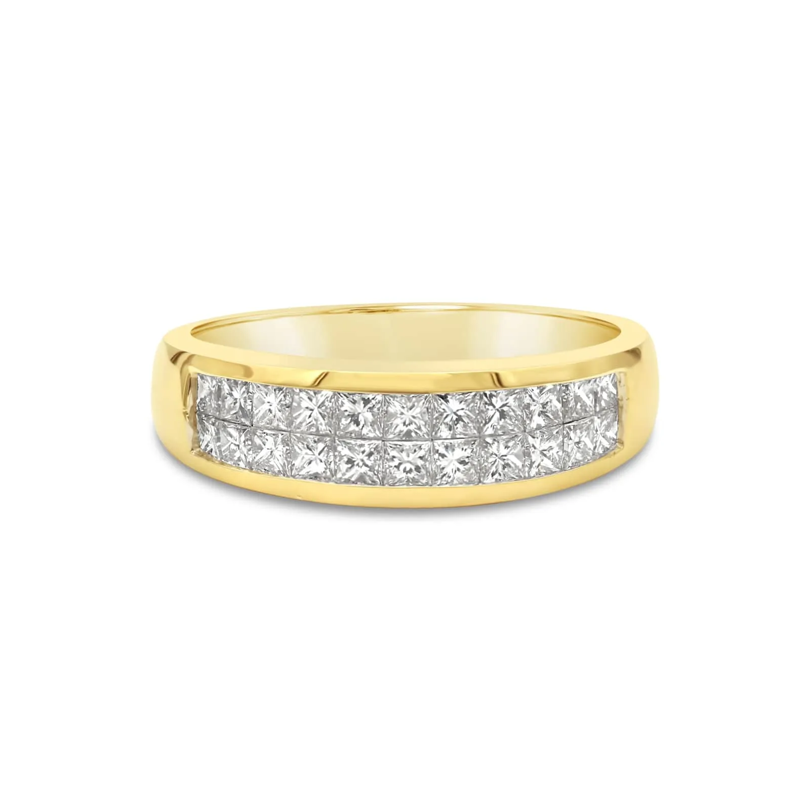 Men's Princess Diamond Band in Yellow Gold