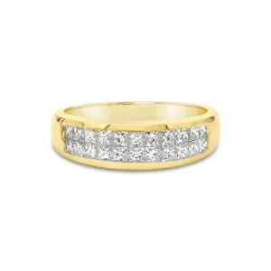 Men's Princess Diamond Band in Yellow Gold