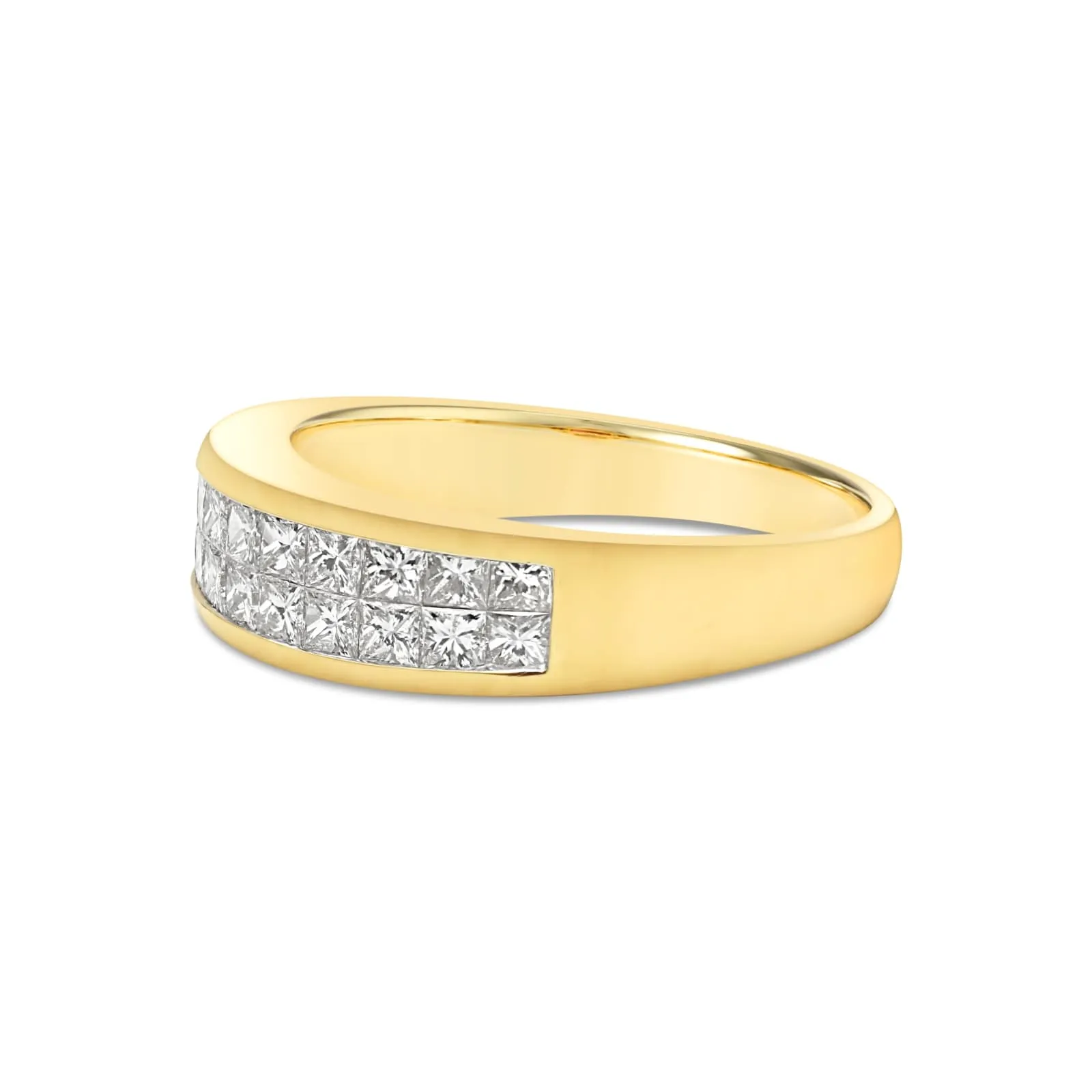 Men's Princess Diamond Band in Yellow Gold