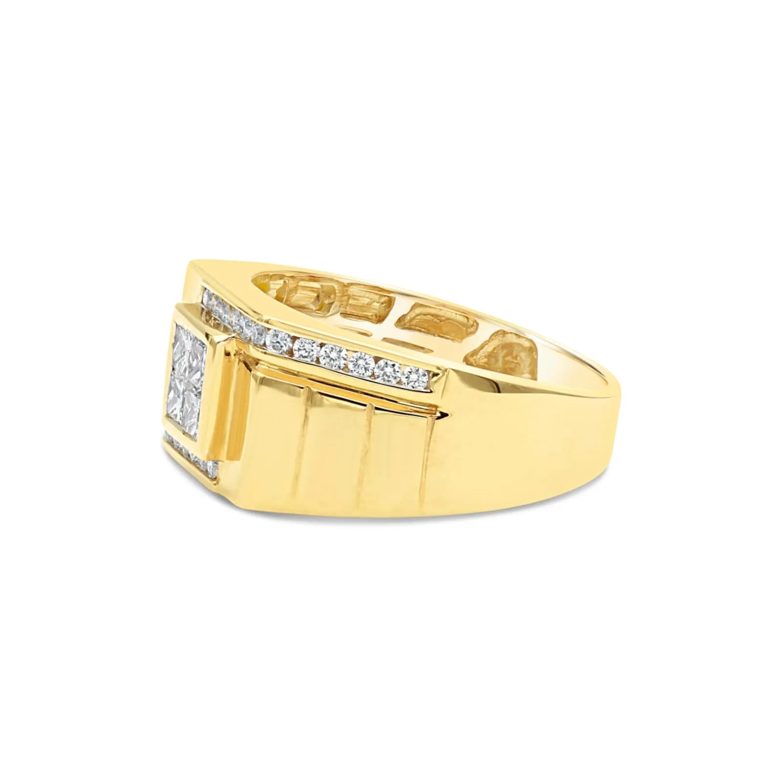 Men's Quad Princess Diamond Ring in Yellow Gold