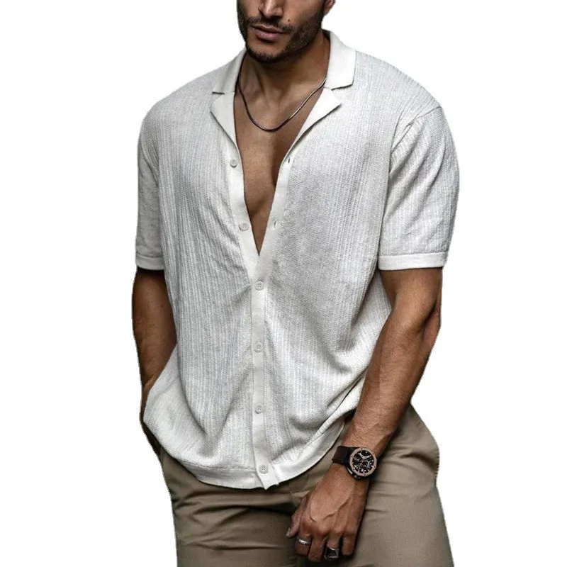 Men's Retro Casual Solid Color Shirt
