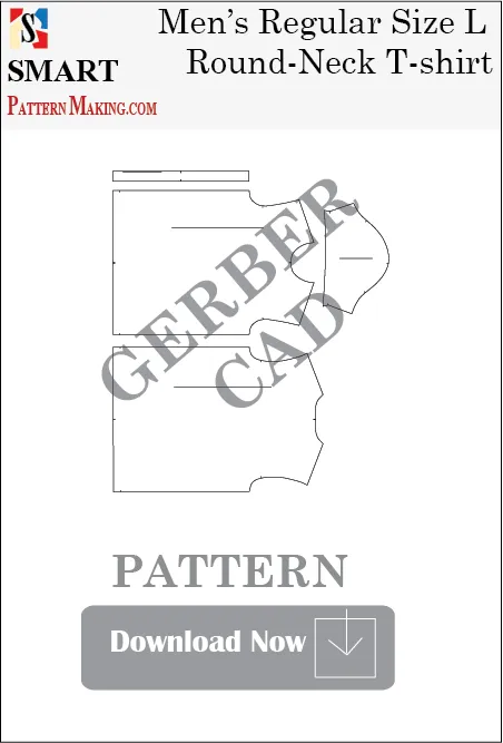 Men's Round Neck T-Shirt Downloadable Gerber/CAD Pattern