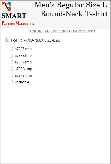 Men's Round Neck T-Shirt Downloadable Gerber/CAD Pattern