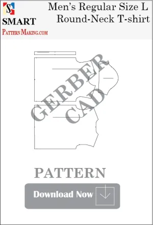 Men's Round Neck T-Shirt Downloadable Gerber/CAD Pattern