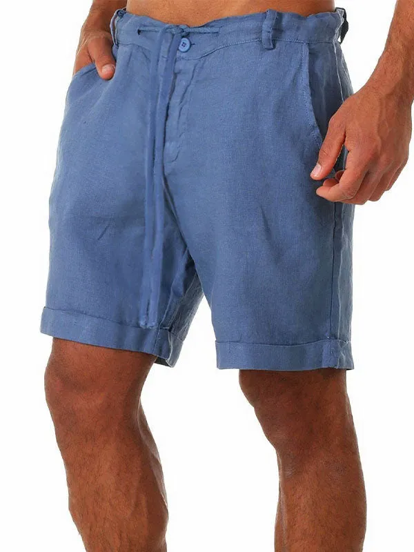 Men's Solid Cotton Linen Shorts