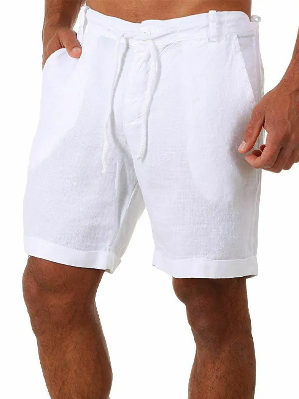Men's Solid Cotton Linen Shorts