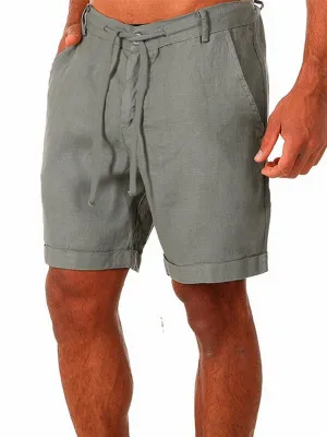 Men's Solid Cotton Linen Shorts