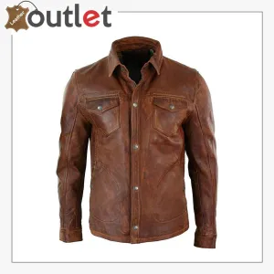 Men's Tan Timber Washed Slim Fit Shirt Jacket
