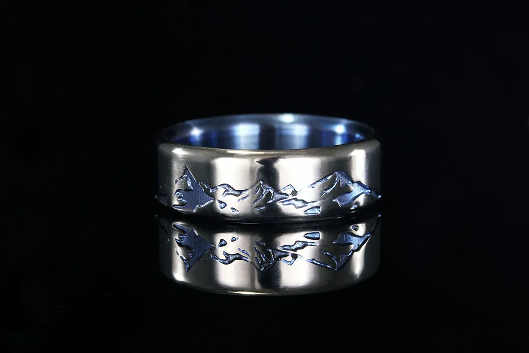 Men's Titanium Anodized Mountain Ring