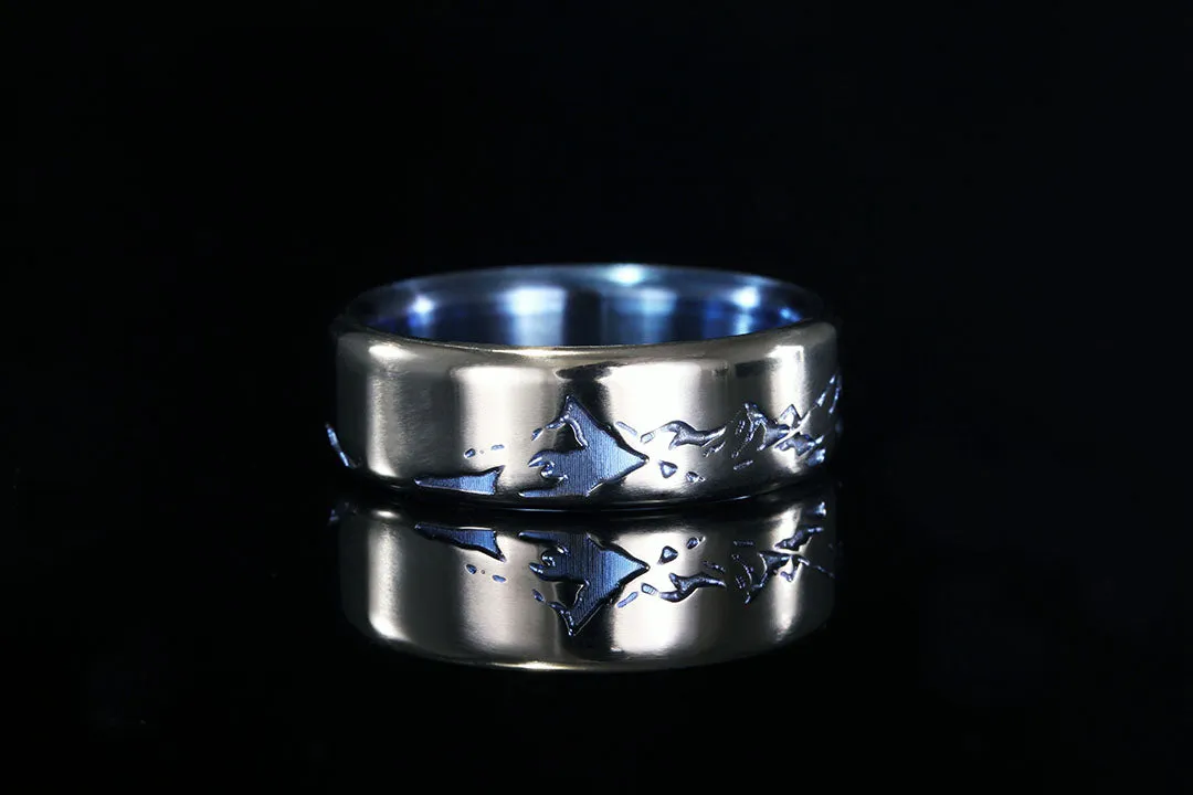 Men's Titanium Anodized Mountain Ring