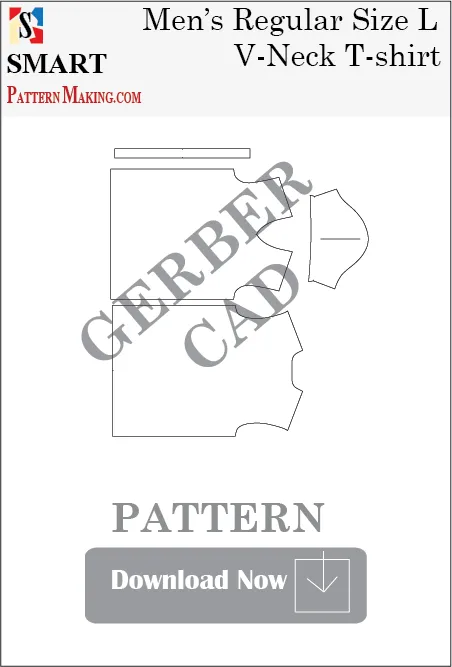 Men's V Neck T-Shirt Downloadable Gerber/CAD Pattern