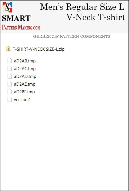 Men's V Neck T-Shirt Downloadable Gerber/CAD Pattern