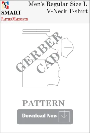 Men's V Neck T-Shirt Downloadable Gerber/CAD Pattern