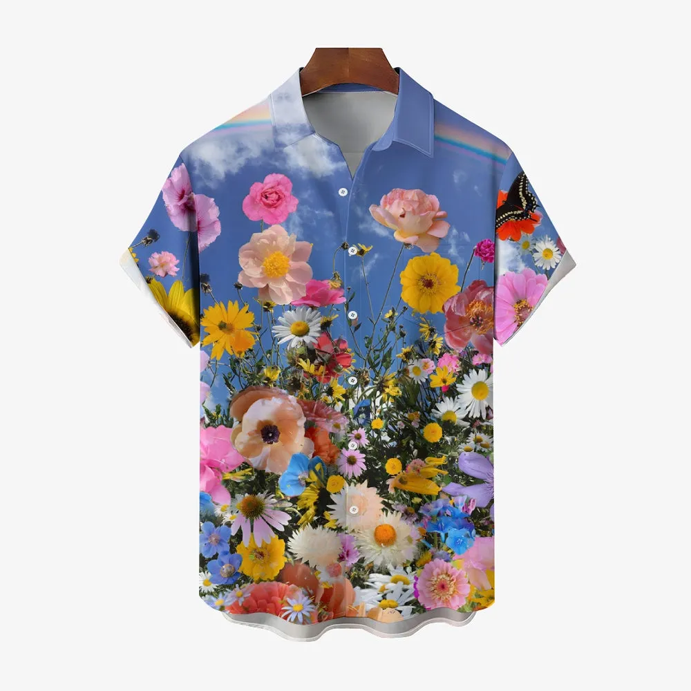 Men'sFlowers Casual Short Sleeve Shirt 2410003777
