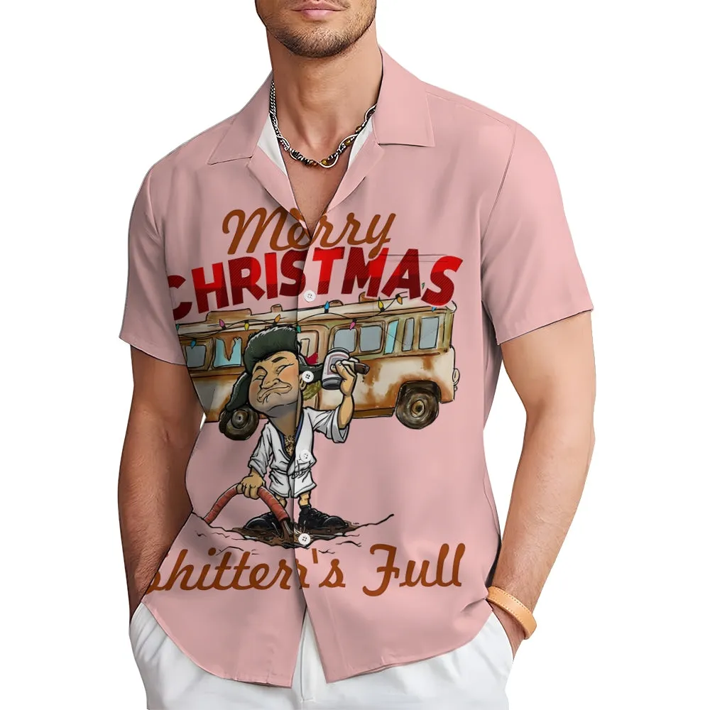 Merry Christmas Fun Character Prints Casual Short Sleeve Shirt 2412003114