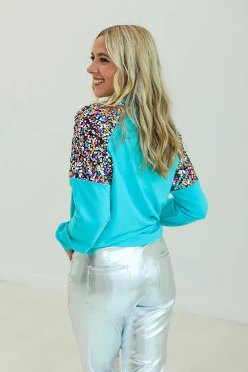 MERRY TURQUOISE SWEATSHIRT