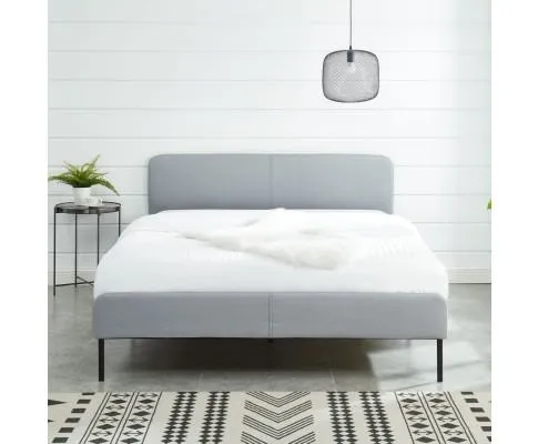 Modern Minimalist Stone Grey Bed frame with Curved Head board