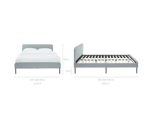 Modern Minimalist Stone Grey Bed frame with Curved Head board