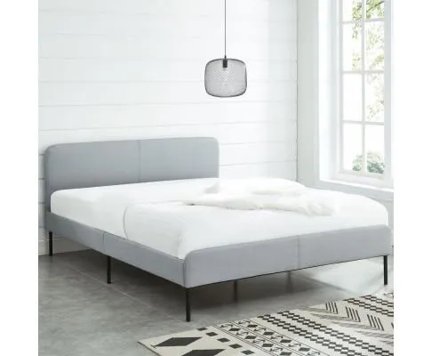 Modern Minimalist Stone Grey Bed frame with Curved Head board