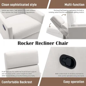 Multi-Function Upholstered Rocker Nursery Chair Swivel Recliner