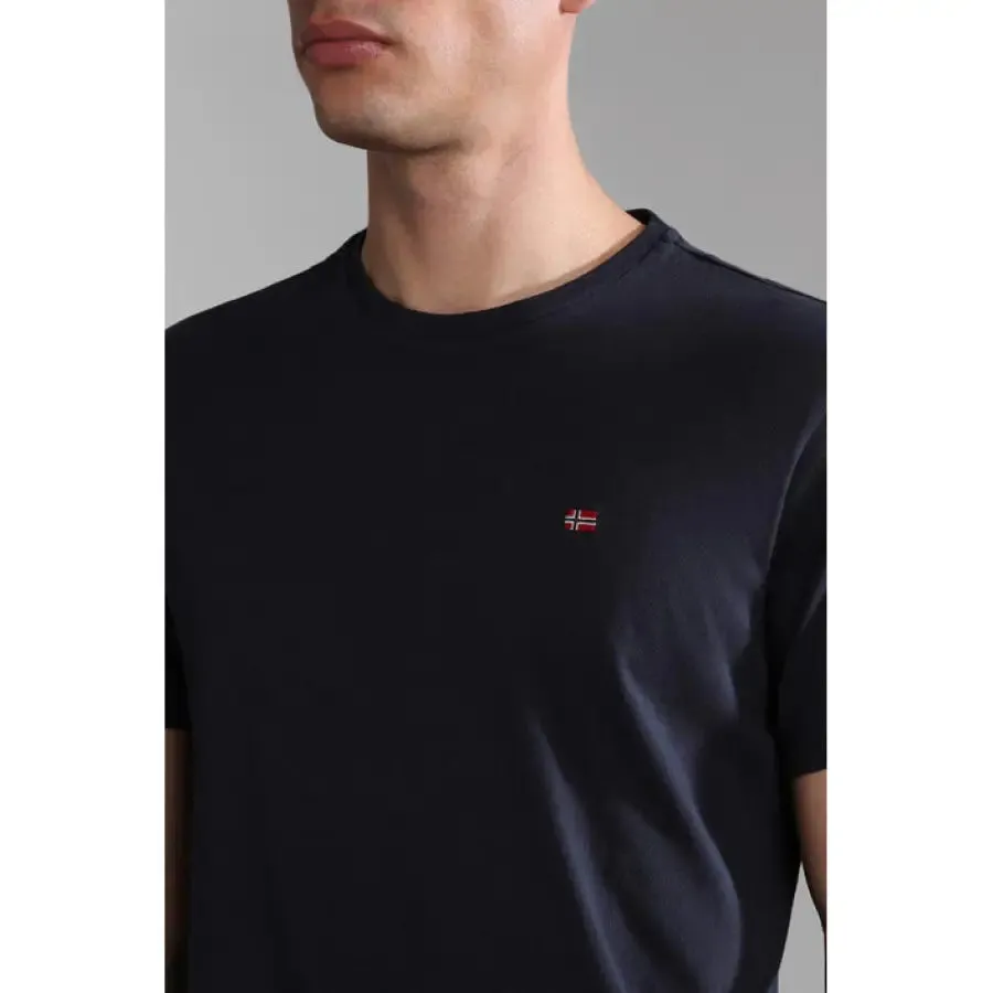 Napapijri Men's Plain Blue Cotton Short Sleeve T Shirt