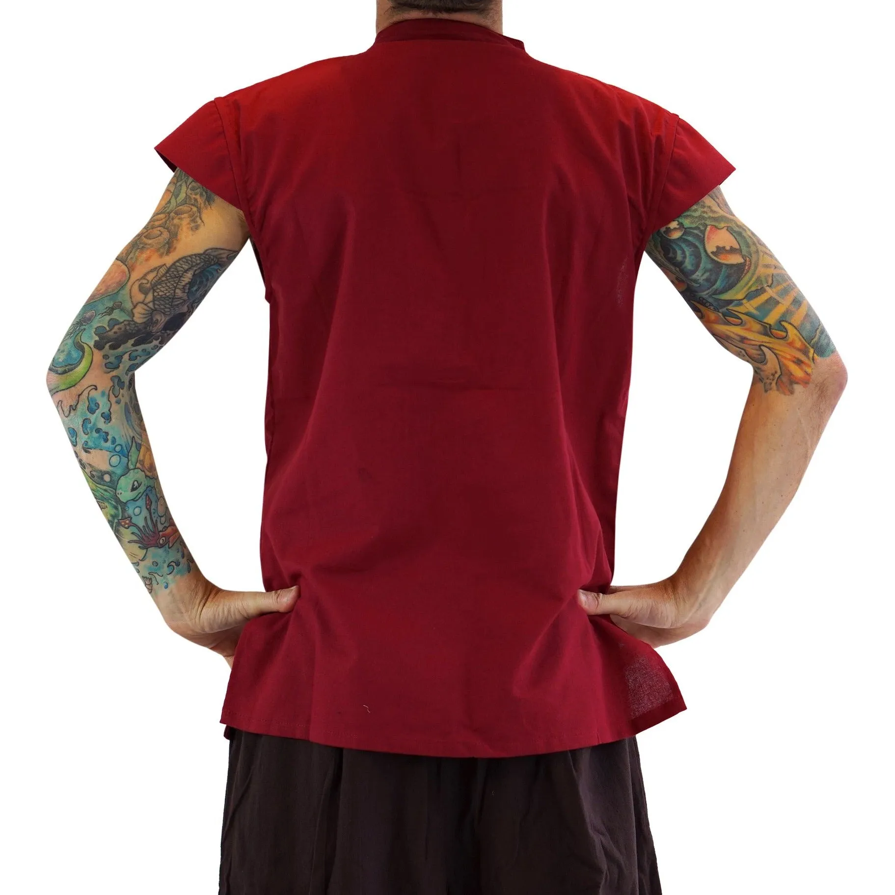 'Naval Pirate Vest' - Plain Cotton - Red