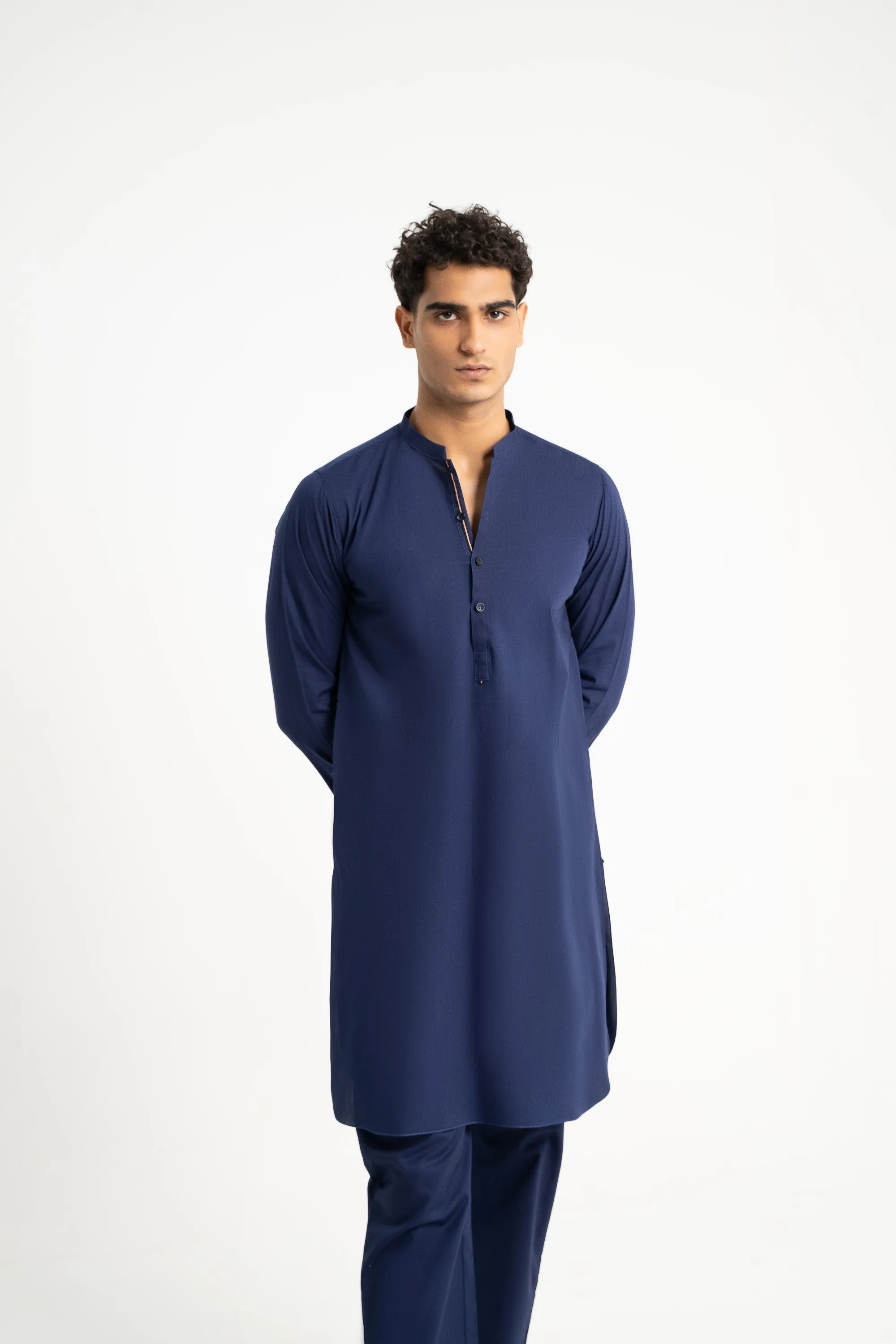 Navy Cotton Dobby Kurta Trouser