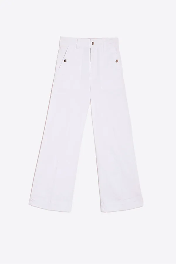 NOA CROPPED WHITE DENIM TROUSERS