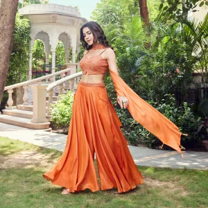 Orange Sequined Palazzo Set