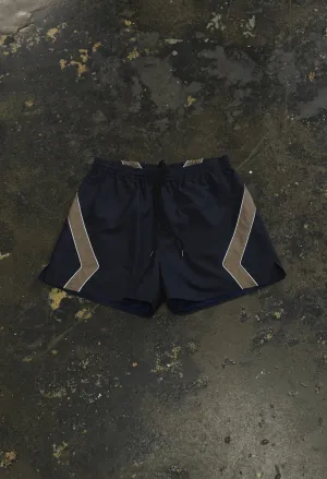 Paneled Nylon Shorts / Navy x Taupe