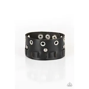 Paparazzi Mainstreet Motocross Black Leather Men's Co-Ed Bracelet