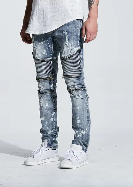 Pete Biker Denim (Blue Bleach)