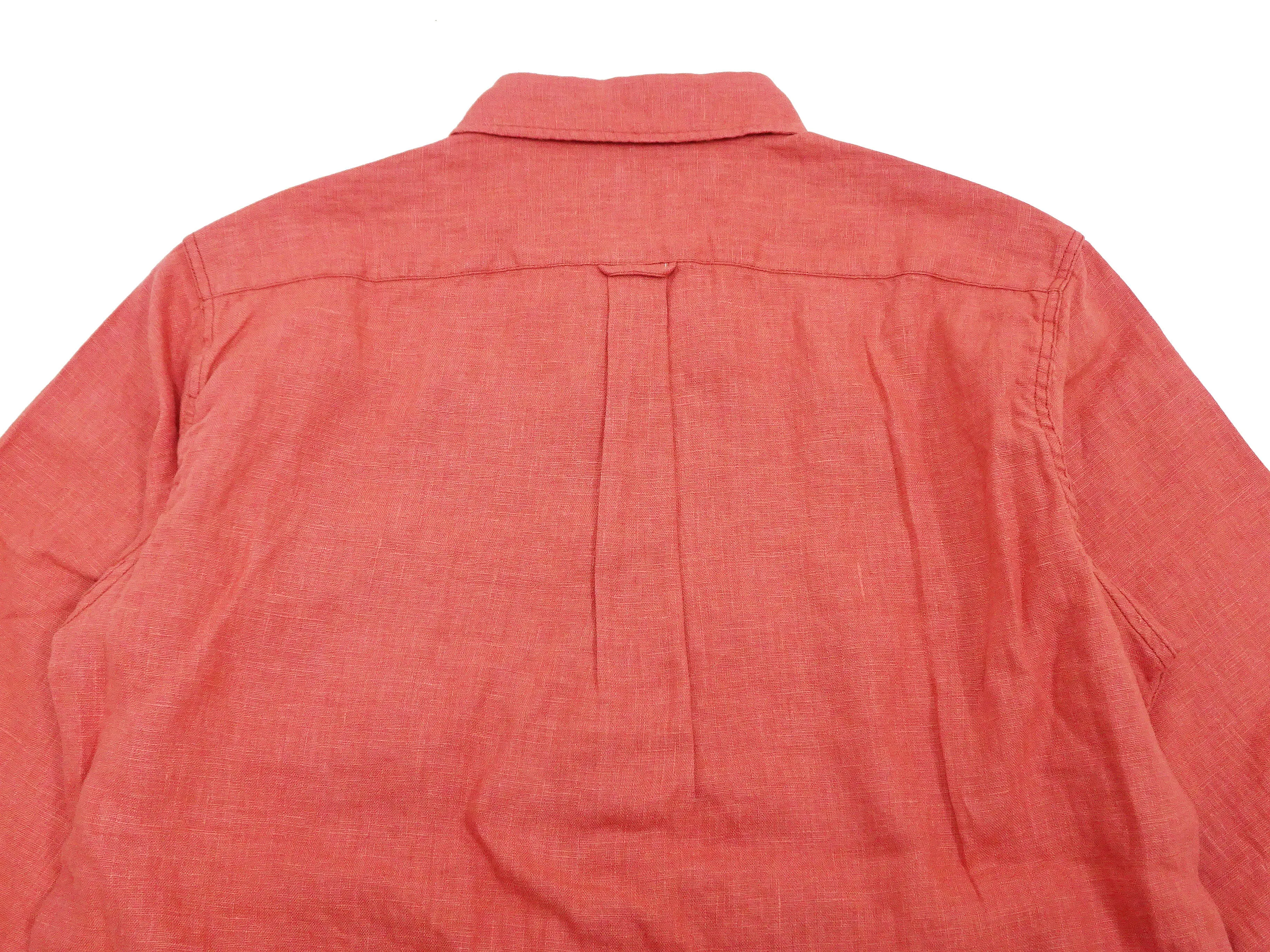 Pherrow's Linen 3/4 Sleeve Shirt Men's Casual Plain Button Up Shirt with Button-Down Collar Pherrows 24S-P7BD1 Salmon