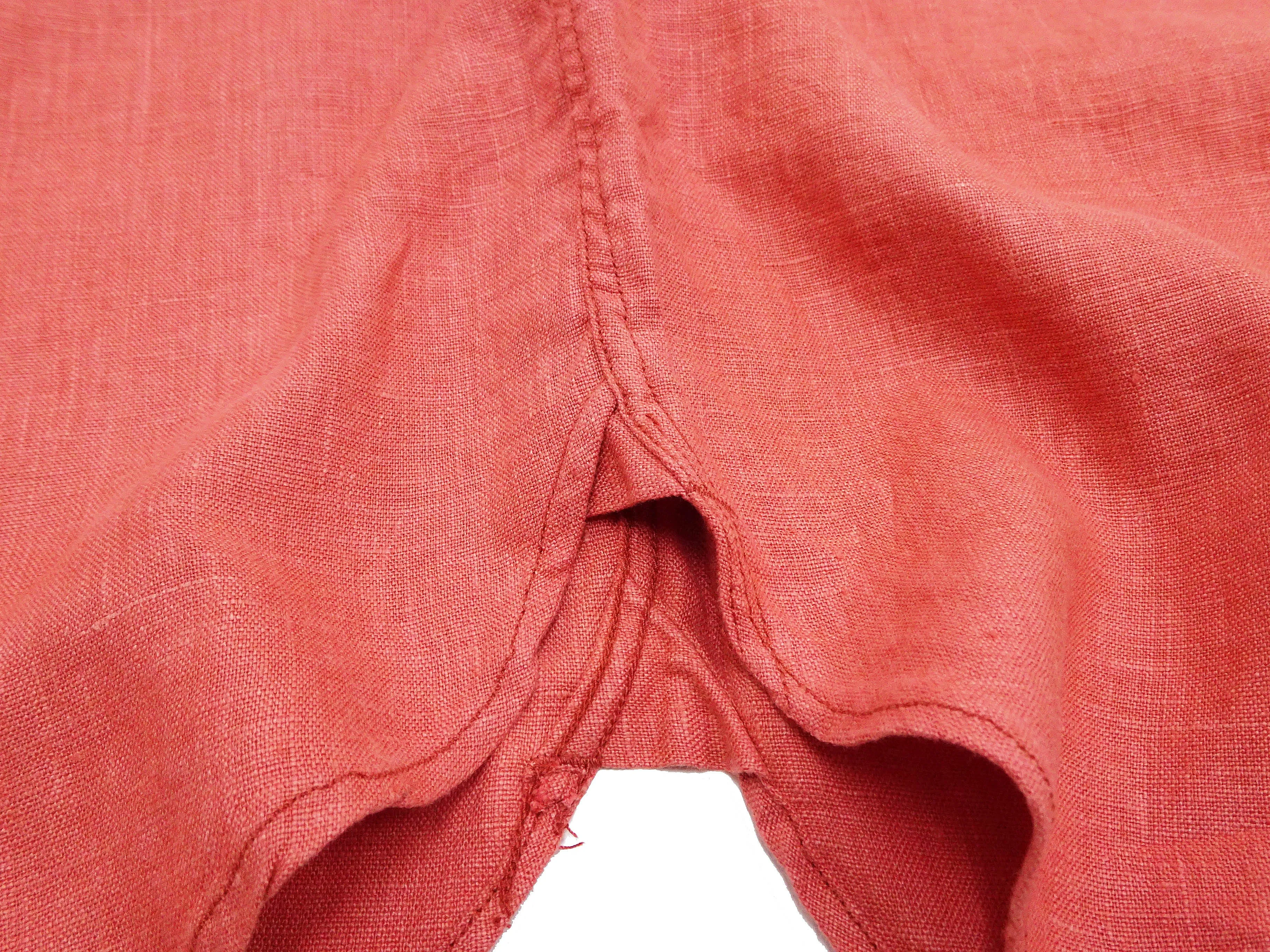 Pherrow's Linen 3/4 Sleeve Shirt Men's Casual Plain Button Up Shirt with Button-Down Collar Pherrows 24S-P7BD1 Salmon