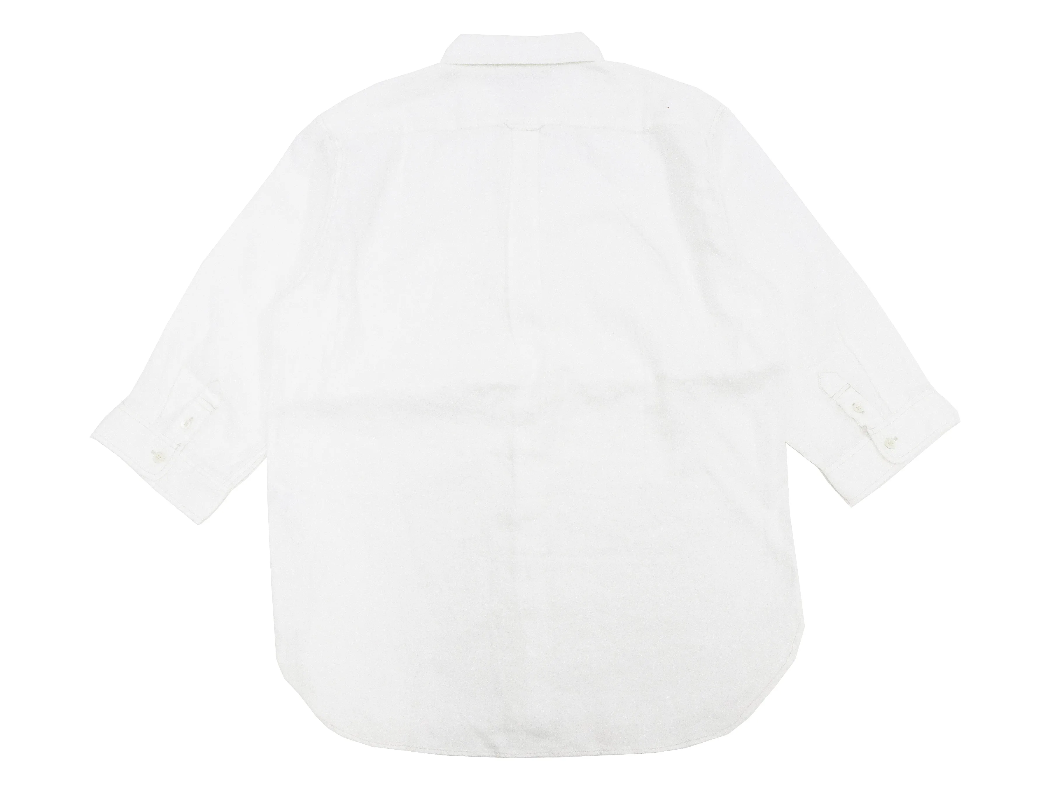 Pherrow's Linen 3/4 Sleeve Shirt Men's Casual Plain Button Up Shirt with Button-Down Collar Pherrows 24S-P7BD1 White